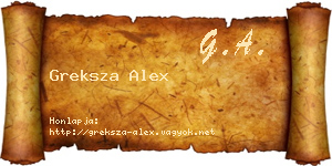 Greksza Alex névjegykártya